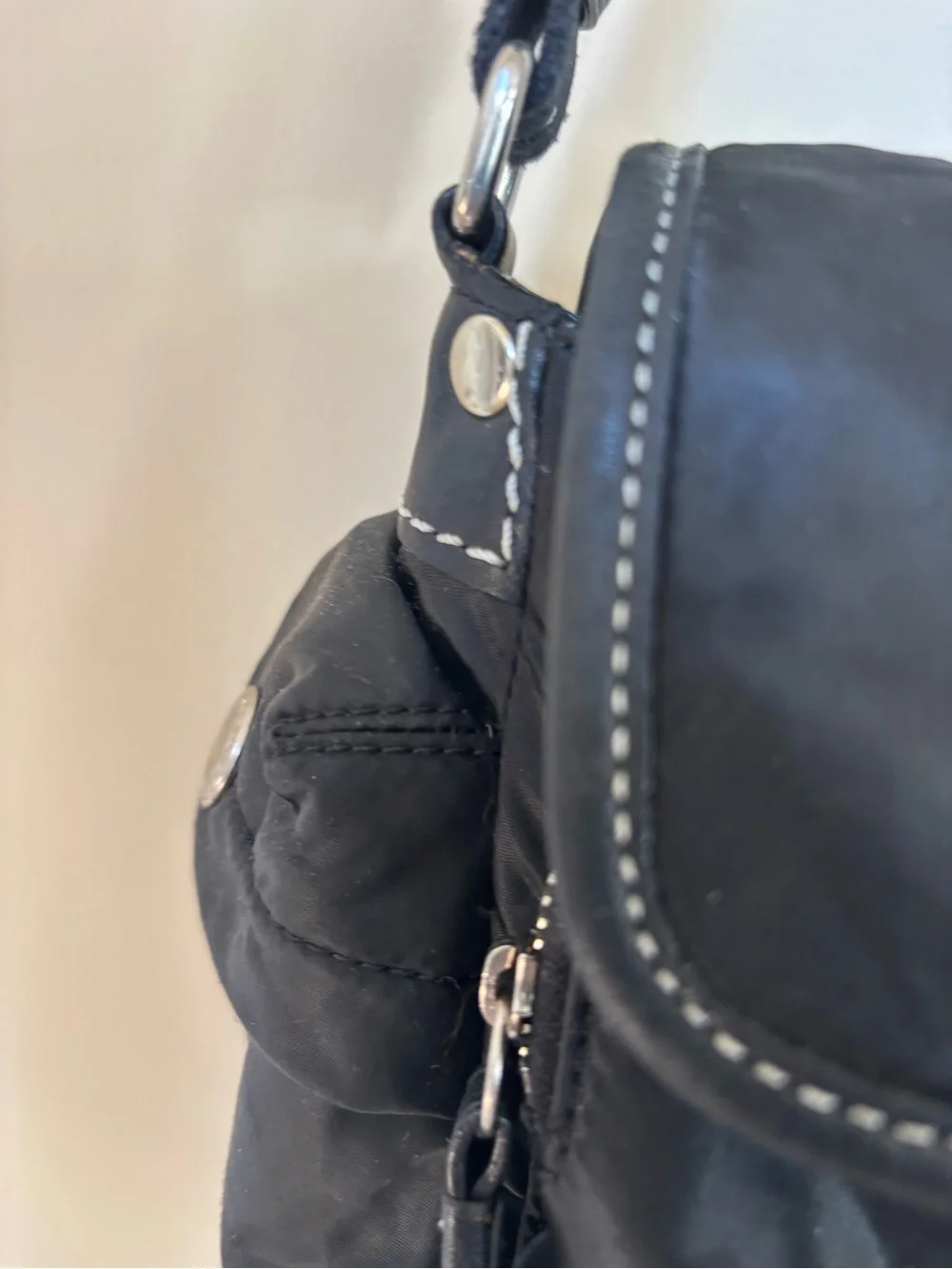 Vintage Coach Black Goth Punk Aesthetic Crossbody with Bright Blue Interior - Picture 4 of 15